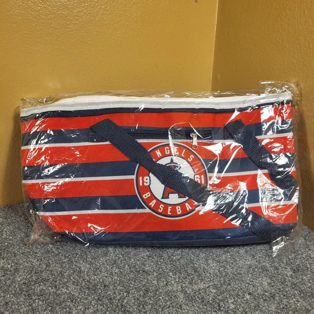 Los Angeles Angels Of Anaheim Yakult Cooler Insulated Bag Red Blue Striped Lunch